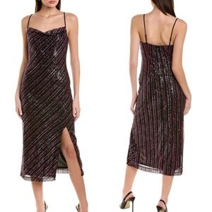 NEW Laundry by Shelli Segal Rainbow Slip Sequin Dress Size 4 Wedding Guest Disco